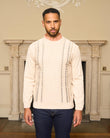 G57M05 Mens Pattern Front Knit Crew Neck Sweater Gabicci Heritage - PARCHMENT