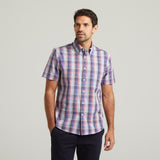 G54W02 Mens Short Sleeve Check Shirt Gabicci Classic - SAPPHIRE