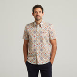 G54W09 Mens Short Sleeve Printed  Shirt Gabicci Classic - CREAM
