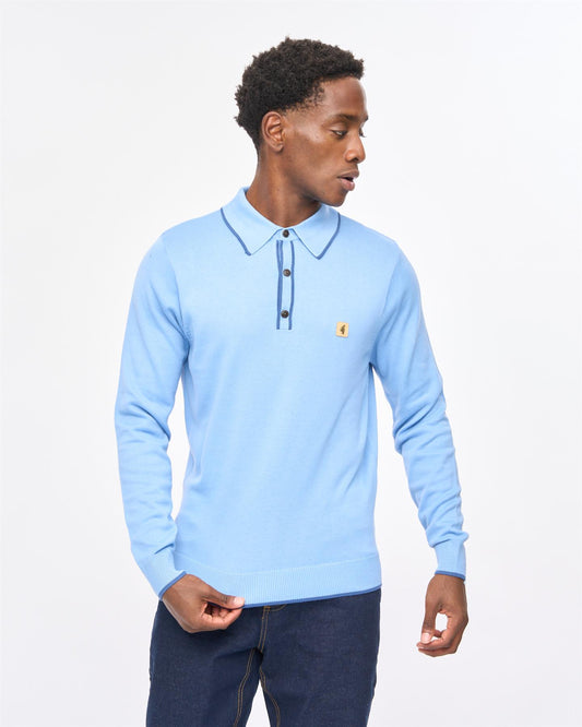 V57GM09 Mens Linekar Long Sleeve Knit Polo Gabicci Vintage - FISTRAL