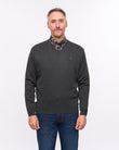 G57K01 Mens Plain Knit V Neck Sweater Gabicci Heritage - CHARCOAL