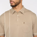 G52X16 Mens Short Sleeve Plated Jersey Polo Shirt Gabicci Classic - STONE