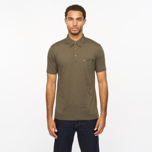 V55GX18 Mens Ladro Short Sleeve Plain Jersey Polo Shirt Gabicci Vintage - IVY