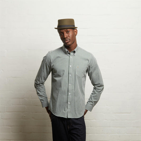 V55GW01 Mens Fraser Long Sleeve Woven Check Shirt Gabicci Vintage - IVY