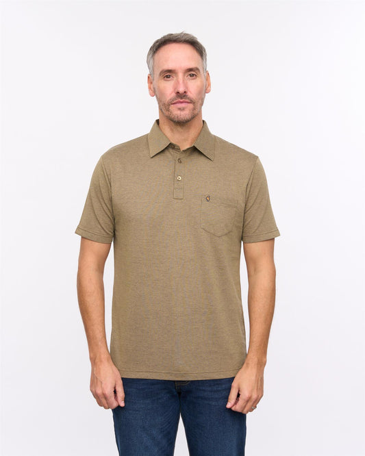 G57Z17 Mens Short Sleeve Oxford Jersey Polo Gabicci Heritage - CARAMEL