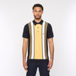 V54GM00 Mens Searle Short Sleeve Stripe Knitted Polo Gabicci Vintage - NAVY