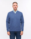 G57K01 Mens Plain Knit V Neck Sweater Gabicci Heritage - AIRFORCE