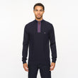 V55GM12 Mens Romley Long Sleeve Knitted Qtr Zip Sweater Gabicci Vintage - NAVY