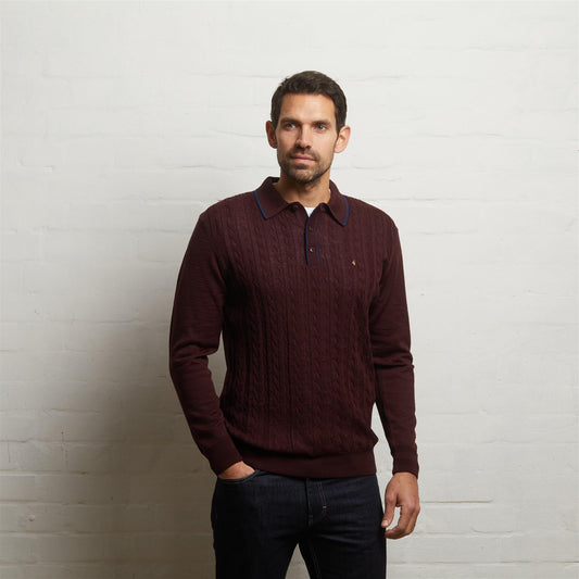 G55K24 Merino Polo Neck Sweater Gabicci Classic MULBERRY