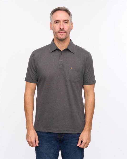 G57Z17 Mens Short Sleeve Oxford Jersey Polo Gabicci Heritage - CHARCOAL