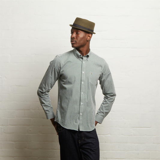 V55GW01 Mens Fraser Long Sleeve Woven Check Shirt Gabicci Vintage - IVY