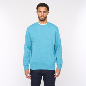G54K04 Mens Plain Crew Kneck Knit Gabicci Classic - AQUA