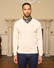 G57K01 Mens Plain Knit V Neck Sweater Gabicci Heritage - PARCHMENT
