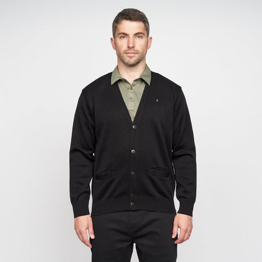 G00K02 Mens Button Thru Cardigan Gabicci Classic - BLACK