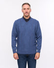 G57M01 Mens Pattern Front Knit V Neck Sweater Gabicci Heritage - AIRFORCE
