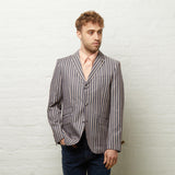 V54GJ04 Mens Henley Boating Striped Blazer Gabicci Vintage - NAVY