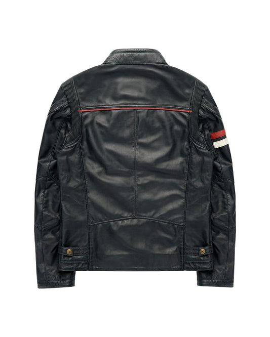 AGABJ03 Leather McQueen Jacket NAVY