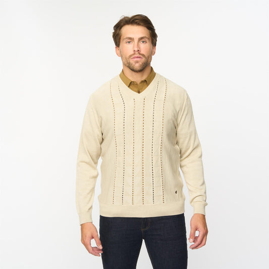 G55M05 Fancy Vee Neck Sweater Gabicci Classic LINEN