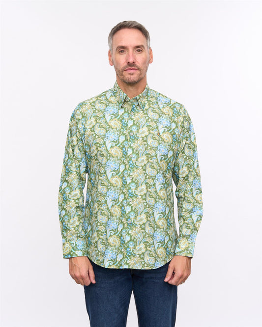 G57W11 Mens Print Shirt Gabicci Heritage - KHAKI