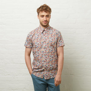 V54GW04 Mens Harvey Short Sleeve Pattern Shirt Gabicci Vintage - AQUA