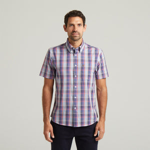 G54W02 Mens Short Sleeve Check Shirt Gabicci Classic - SAPPHIRE