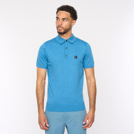 V54GK04 Mens Jackson Short Sleeve Plain Knitted Polo Gabicci Vintage - AQUA