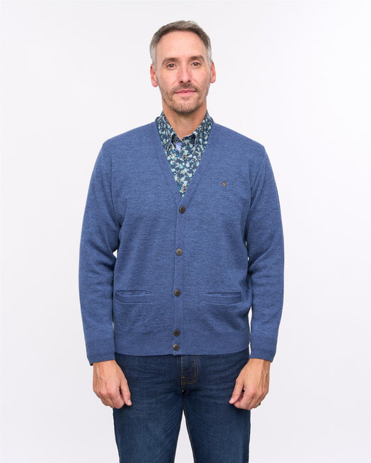 G57K02 Mens Plain Knit Cardigan Gabicci Heritage - AIRFORCE