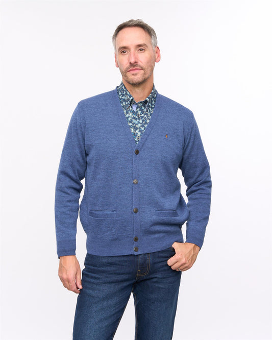 G57K02 Mens Plain Knit Cardigan Gabicci Heritage - AIRFORCE