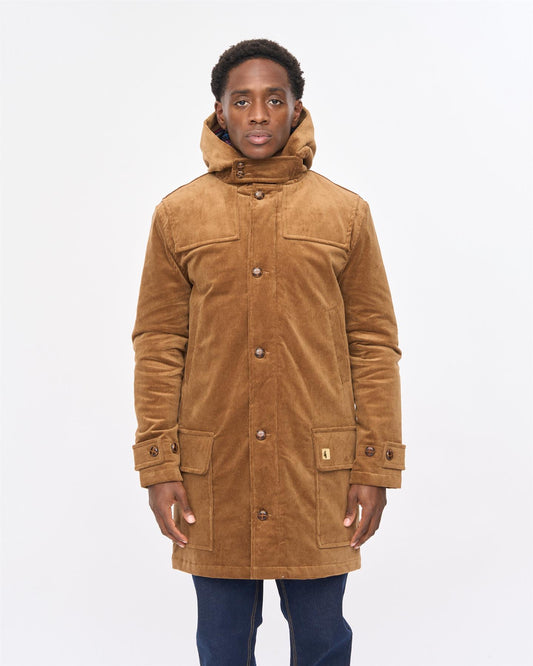 V57GJ14 Mens Chuck Courdroy Duffle Coat Gabicci Vintage - CARAMEL
