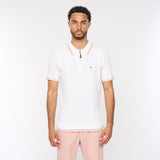 G54M08 Mens Short Sleeve Zip Neck Knitted Polo Gabicci Classic - WHITE