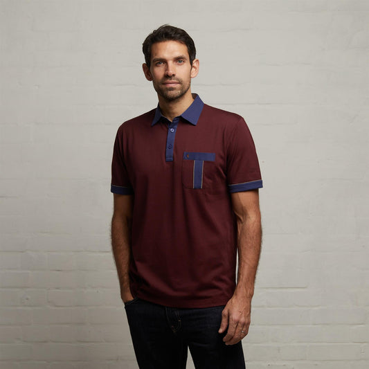 G53X10 Mens Short Sleeve Plated Jersey Polo Shirt Gabicci Classic - BERRY