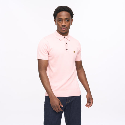 V56GK04 Mens Jackson Short Sleeve Plain Knit Polo Gabicci Vintage - CANDY