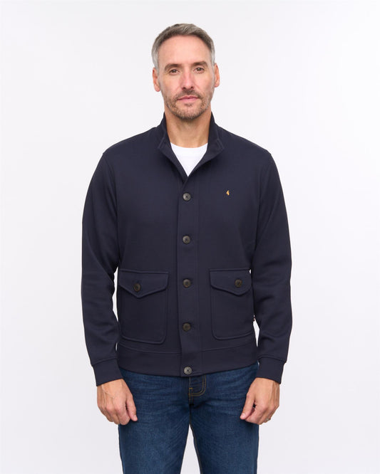 G57D06 Mens Button Thru Lightweight Jacket Gabicci Heritage - NAVY