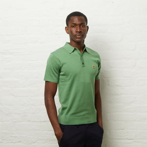 V54GK04 Mens Jackson Short Sleeve Plain Knitted Polo Gabicci Vintage - VERDE