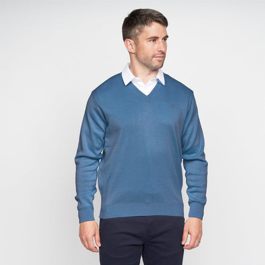 G00K01 Mens Vee Neck Sweater Gabicci Classic  - DENIM