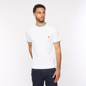 V54GM16 Mens Santino Short Sleeve Knitted Crew Neck Gabicci Vintage - WHITE