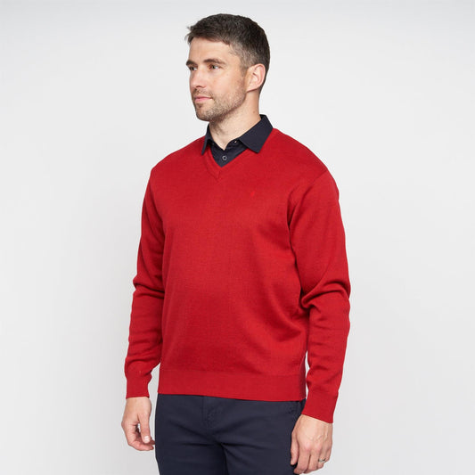 G00K01 Mens Vee Neck Sweater Gabicci Classic  - RED