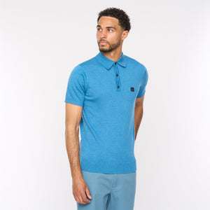 V54GK04 Mens Jackson Short Sleeve Plain Knitted Polo Gabicci Vintage - AQUA