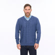 G56M02 Mens Pattern Front Knit V-Neck Gabicci Classic - DELFT