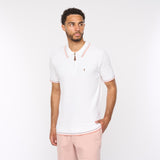 G54M08 Mens Short Sleeve Zip Neck Knitted Polo Gabicci Classic - WHITE