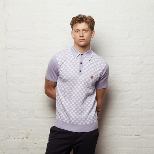 V56GM08 Mens Danson Short Sleeve Knit Polo Gabicci Vintage - HEATHER