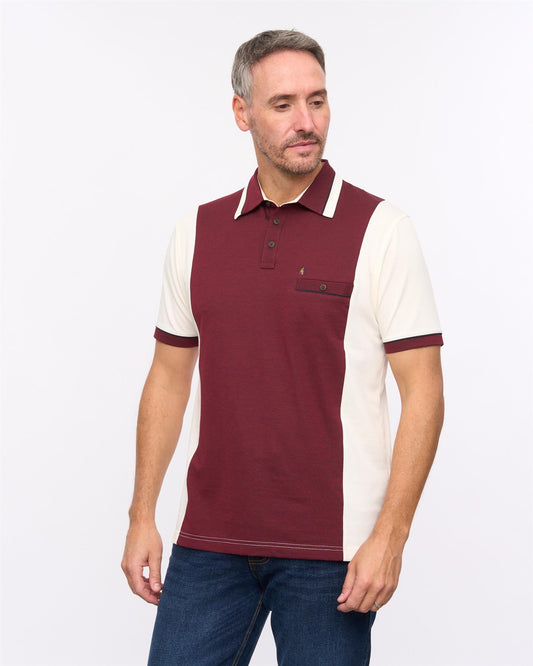 G57X08 Mens Short Sleeve Oxford Jersey Trim Polo Gabicci Heritage - CREAM