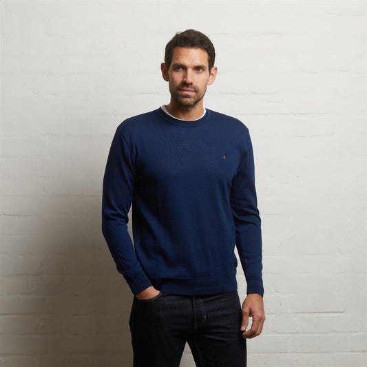 G55K22 Merino Crew Neck Sweater Gabicci Classic NAVY