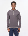 V57GM09 Mens Linekar Long Sleeve Knit Polo Gabicci Vintage - CHARCOAL