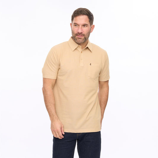 G56Z17 Mens Short Sleeve Oxford Collar Jersey Polo Gabicci Classic - SANDSTONE
