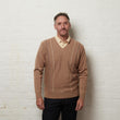 G56M01 Mens Pattern Front Knit V-Neck Gabicci Classic - SANDSTONE