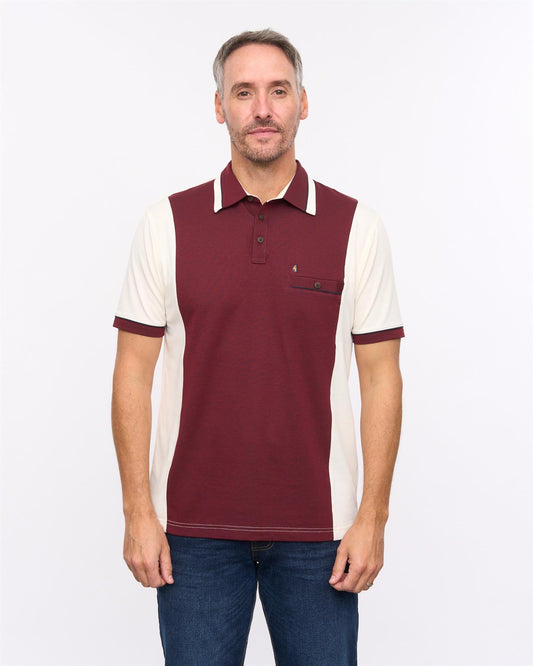 G57X08 Mens Short Sleeve Oxford Jersey Trim Polo Gabicci Heritage - CREAM