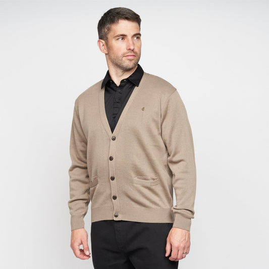 G00K02 Mens Button Thru Cardigan Gabicci Classic - STONE