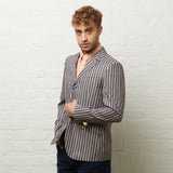 V54GJ04 Mens Henley Boating Striped Blazer Gabicci Vintage - NAVY