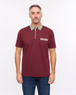 G57X09 Mens Short Sleeve Oxford Jersey Woven Trim Polo Gabicci Heritage - CLARET
